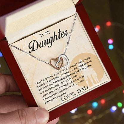 To My Daughter - You Can Never Lose - Necklace Interlocking Hearts Necklace