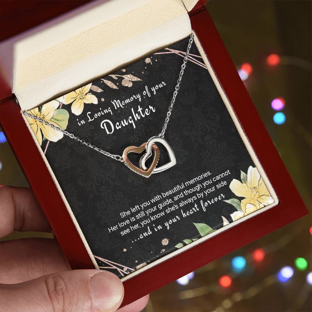 Bereavement Necklace For Loss Of Daughter Sympathy Gift Interlocking Hearts Necklace