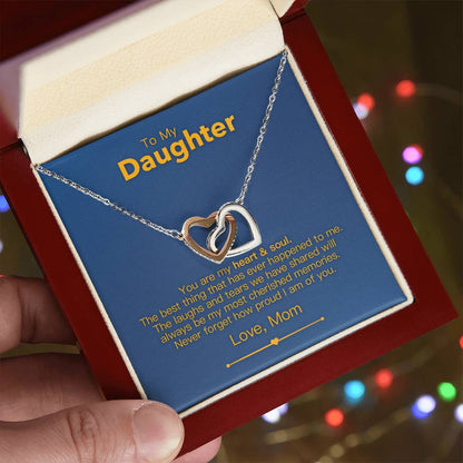 To My Daughter - Heart & Soul - Necklace Interlocking Hearts Necklace