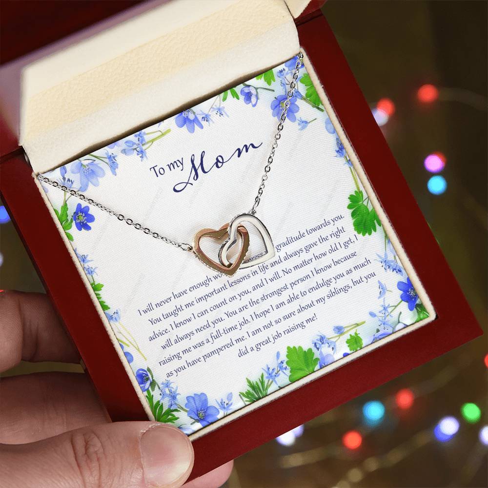 To My Mom I Will Never Have Enough Words Interlocking Hearts Necklace