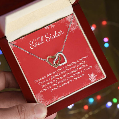 There Are Friends Who Become Family - Interlocking Hearts Necklace For Soul Sister
