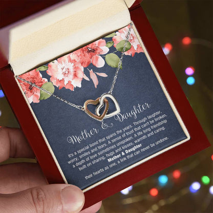 Mother & Daughter - Special Bond That Spans The Years. Interlocking Hearts Necklace