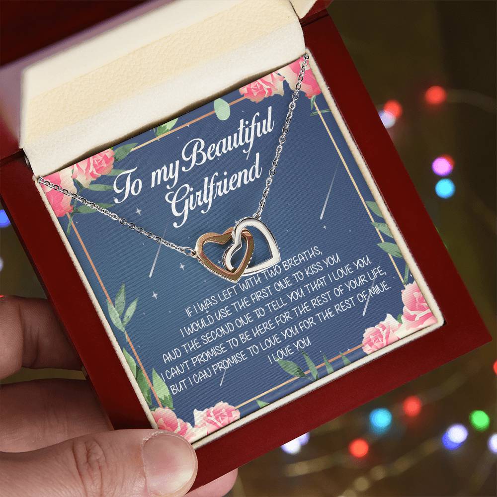 To My Beautiful Girlfriend Interlocking Hearts Necklace