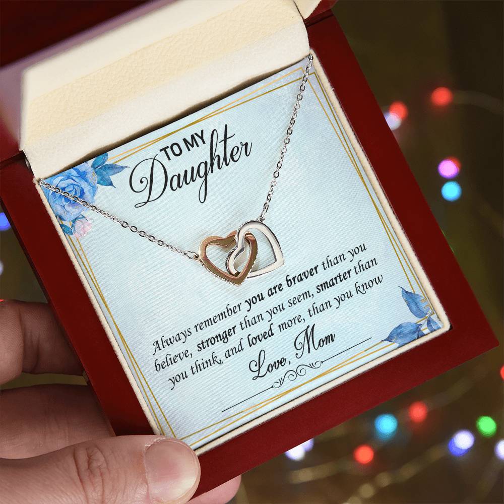 To My Daughter Interlocking Hearts Necklace Message Card