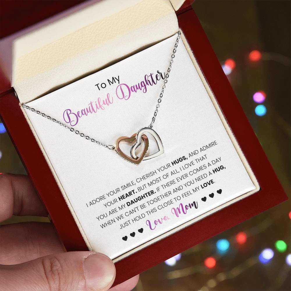 My Daughter - I Adore Your Smile Interlocking Hearts Necklace