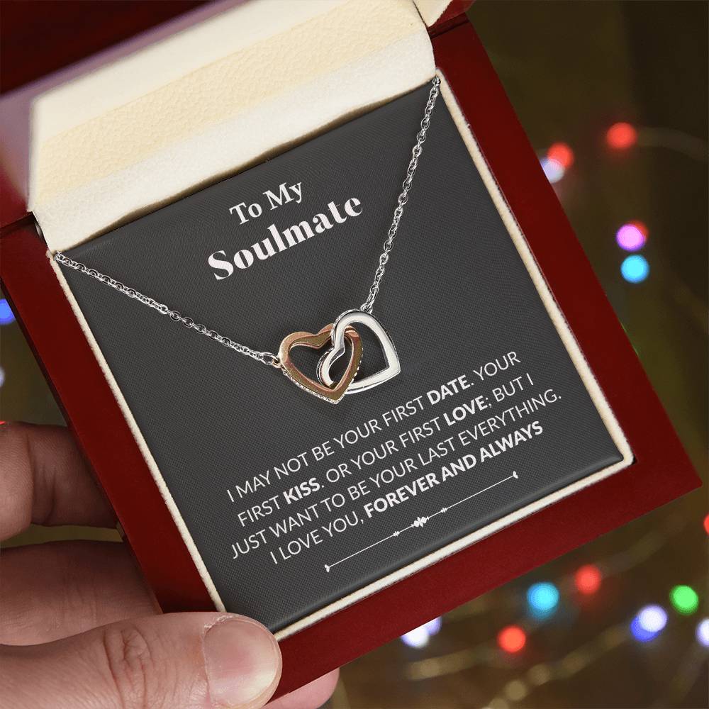 To My Soulmate Interlocking Heart Necklace Wife Necklace Fiancé Neclace Interlocking Hearts Necklace