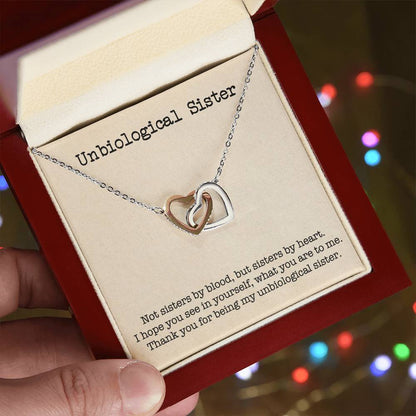Unbiological Sister Interlocking Hearts Necklace