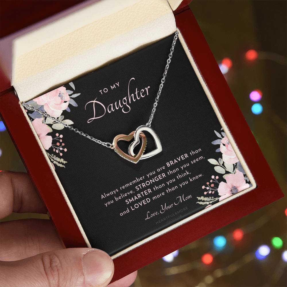 To My Daughter Always Remember Gift For Daughter From Mom Daughter Birthday Graduation Christmas Present Interlocking Hearts Necklace