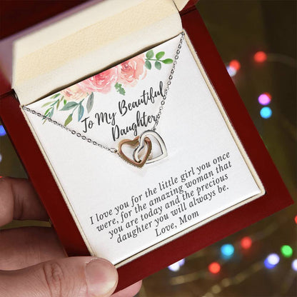 I Love You For The Precious Daughter You Will Always Be Necklace Interlocking Hearts Necklace