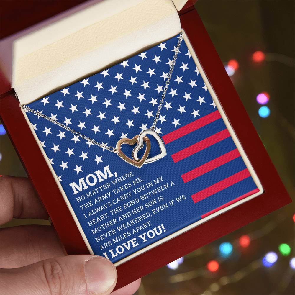 To My Mom - I Love You Message - Tmm05 Interlocking Hearts Necklace