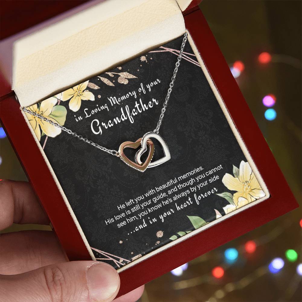 Sympathy Gift Loss Of Grandfather Memorial Twin Hearts Necklace Interlocking Hearts Necklace