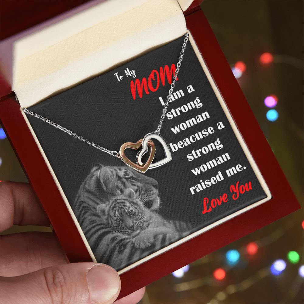 To My Mom Strong Woman Love You Always Interlocking Hearts Necklace