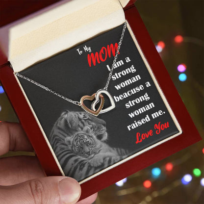 To My Mom Strong Woman Love You Always Interlocking Hearts Necklace