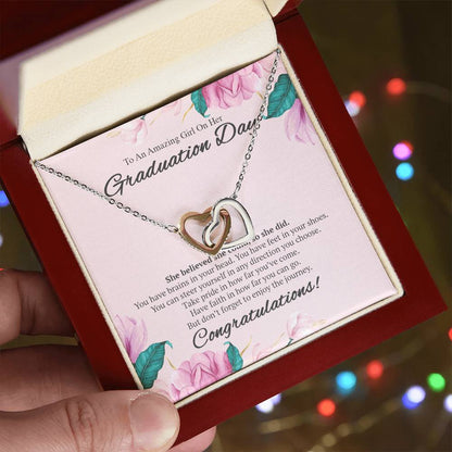 To An Amazing Girl On Her Graduation Day Necklace Interlocking Hearts Necklace