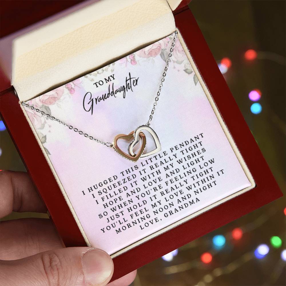 To My Granddaughter From Grandma Interlocking Heart Necklace Interlocking Hearts Necklace