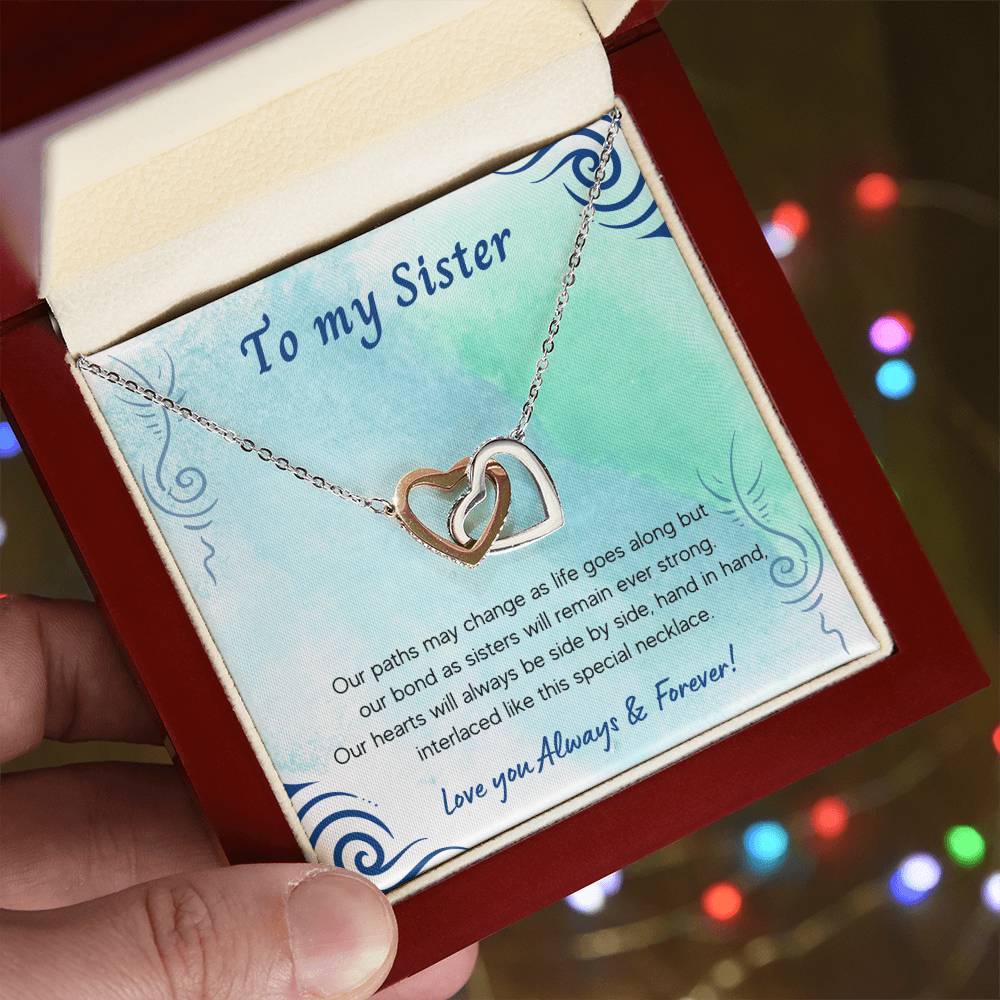 To My Sister Interlocking Hearts Necklace