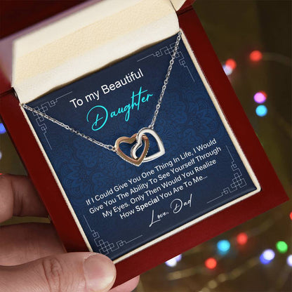 Special Gift For Daughter From Dad Interlocking Hearts Necklace