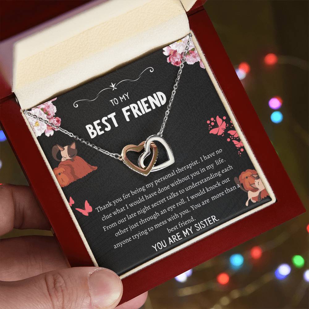 Interlocking Hearts Necklace For Bestfriend Message Card