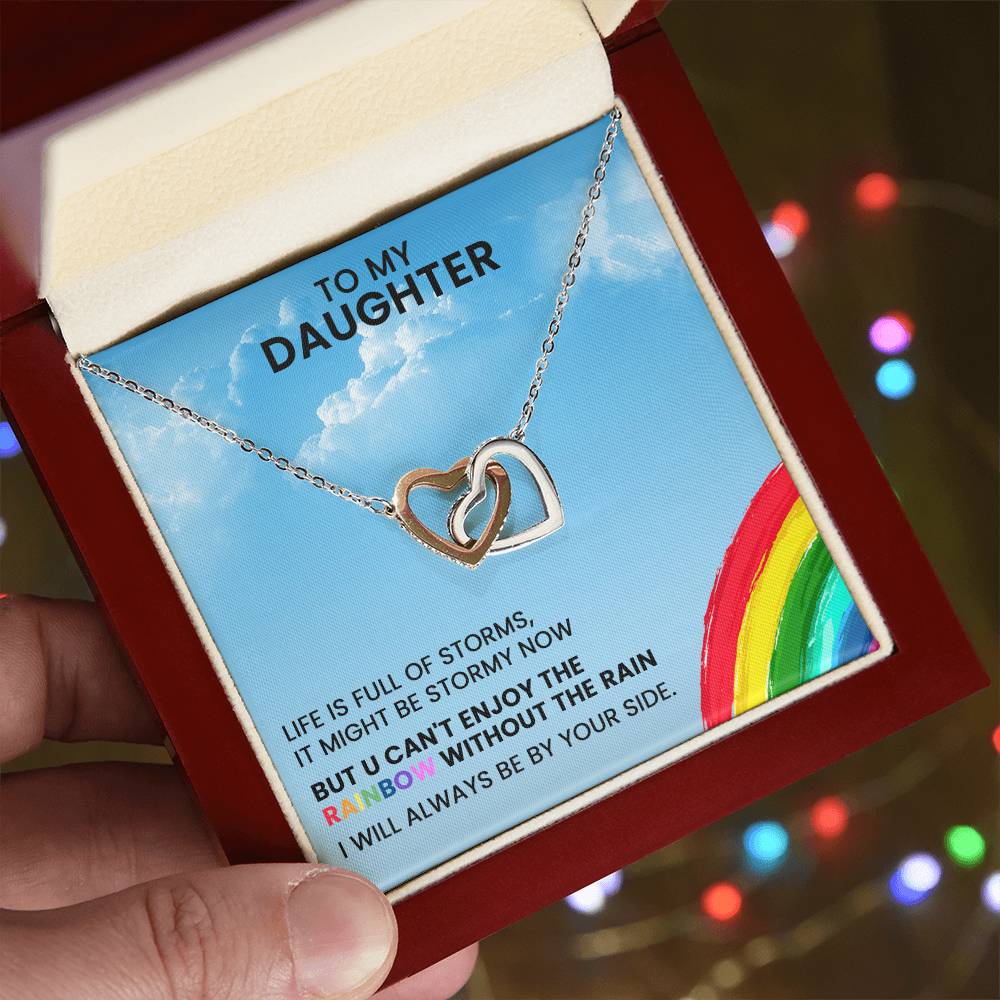 To My Daughter - I Will Always Be By Your Side - Necklace Interlocking Hearts Necklace
