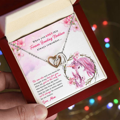 To My Daughter - Unique Heart Bonding Necklace Gift Set Interlocking Hearts Necklace