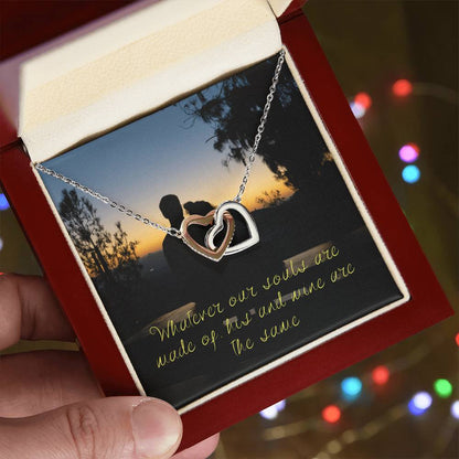 Whatever Our Souls Are Made Of His And Mine Are The Same Interlocking Hearts Necklace