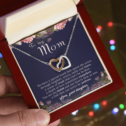 To My Mom Gift For Mother'S Day Interlocking Hearts Necklace