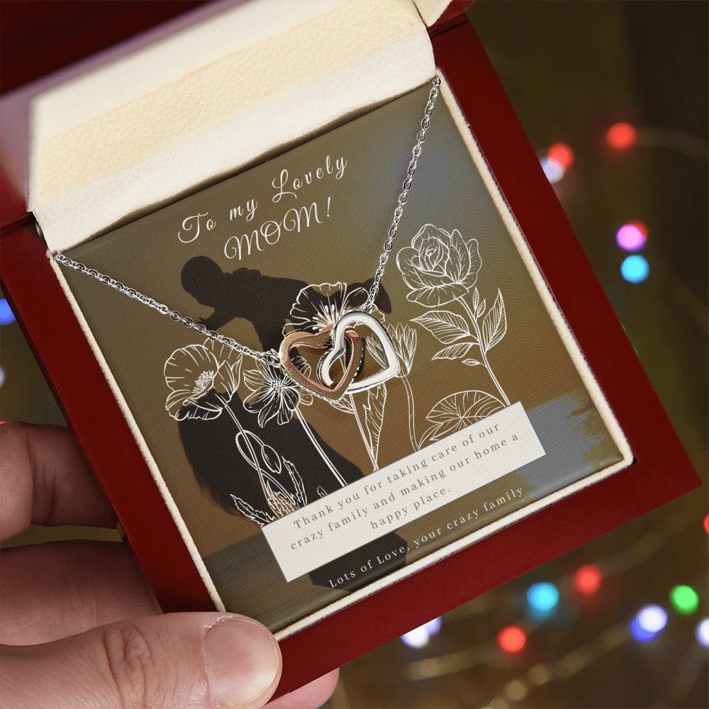 Double Interlocking Hearts Necklace For Mother'S Day