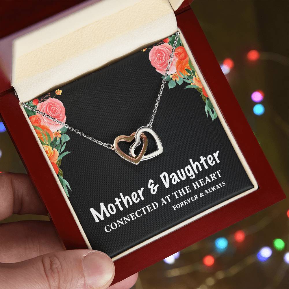 Mother & Daughter Connected At The Heart For Mother'S Day Interlocking Hearts Necklace