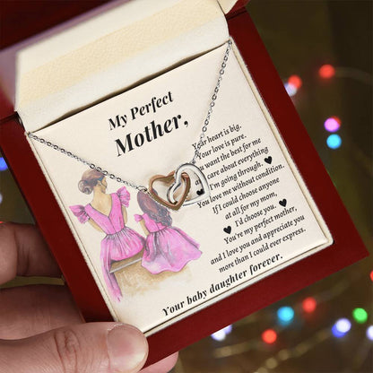 Wedding Gift For Mother - You'Re My Perfect Mother And I Love You And Appreciate You More Than I Could Ever Express Interlocking Hearts Necklace