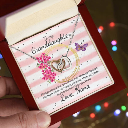 Interlocking Heart Necklace - From Nana To My Granddaughter Interlocking Hearts Necklace