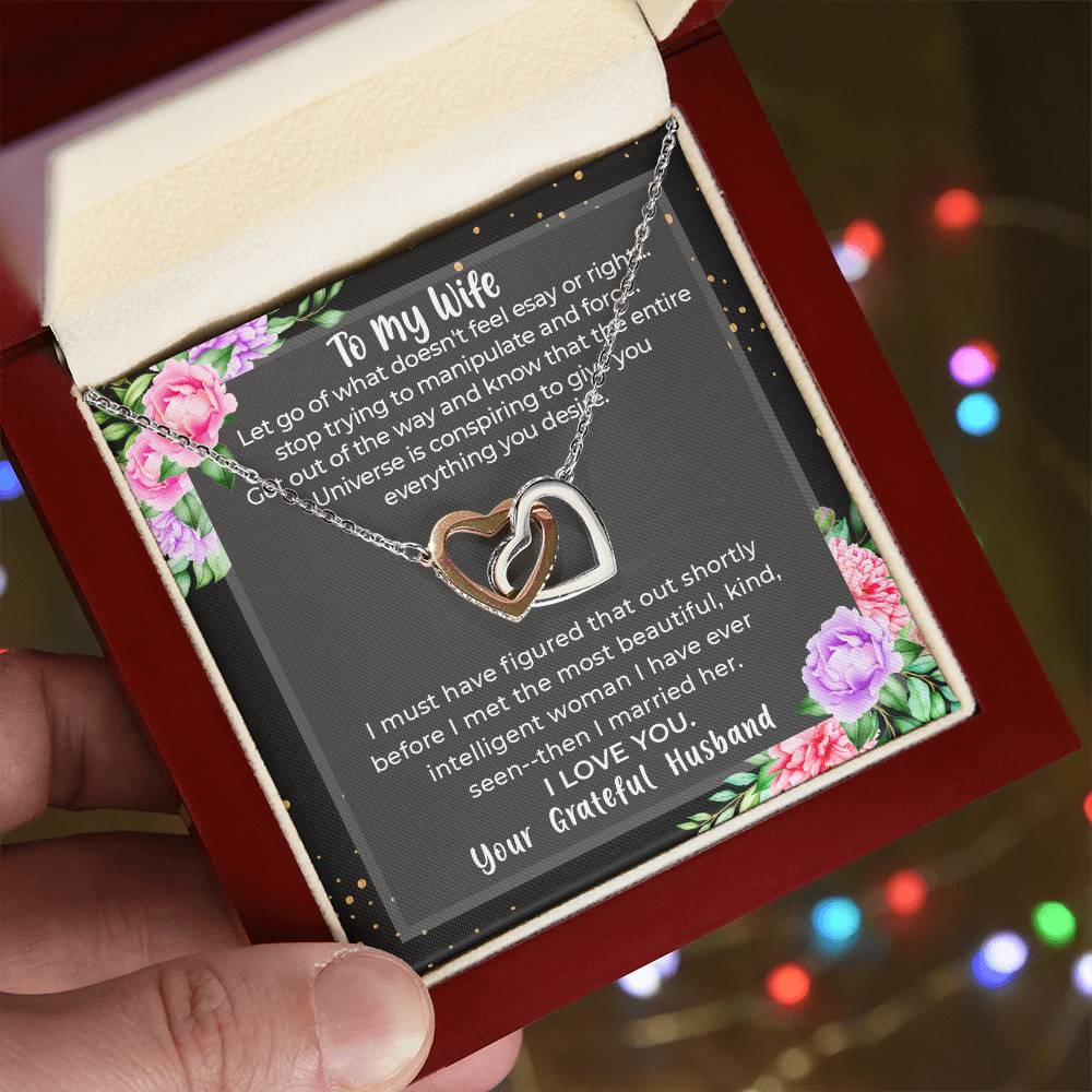Gift For Wife- Anniversary Gift For Wife Birthday Gift For My Wife Candle Night Dinner Present To My Wife Christmas Gift To My Wife Wife. Interlocking Hearts Necklace