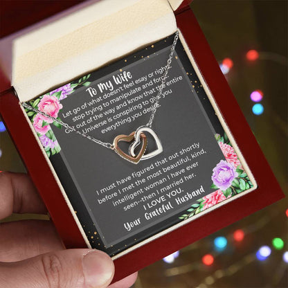 Gift For Wife- Anniversary Gift For Wife Birthday Gift For My Wife Candle Night Dinner Present To My Wife Christmas Gift To My Wife Wife. Interlocking Hearts Necklace