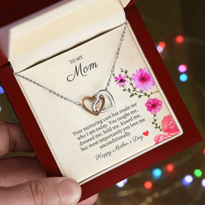 To My Mom - Unconditional Love - Necklace Interlocking Hearts Necklace