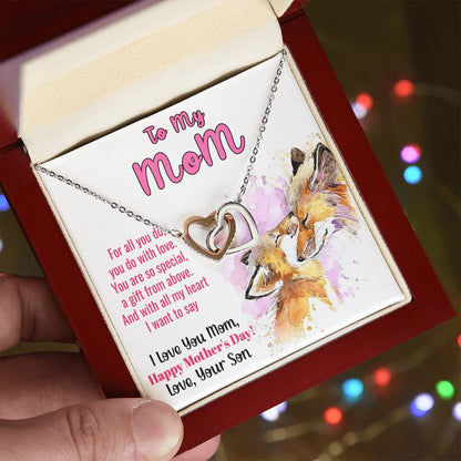 To My Mom Mother'S Day Gift Linked Hearts Necklace From Son Interlocking Hearts Necklace