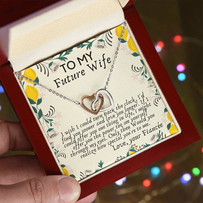 Future Wife Heart Necklace For Fiancé On Engagement Fiancée Birthday Gift Fiancée Gift For Her Engagement Gift To My Future Wife Gift Interlocking Hearts Necklace