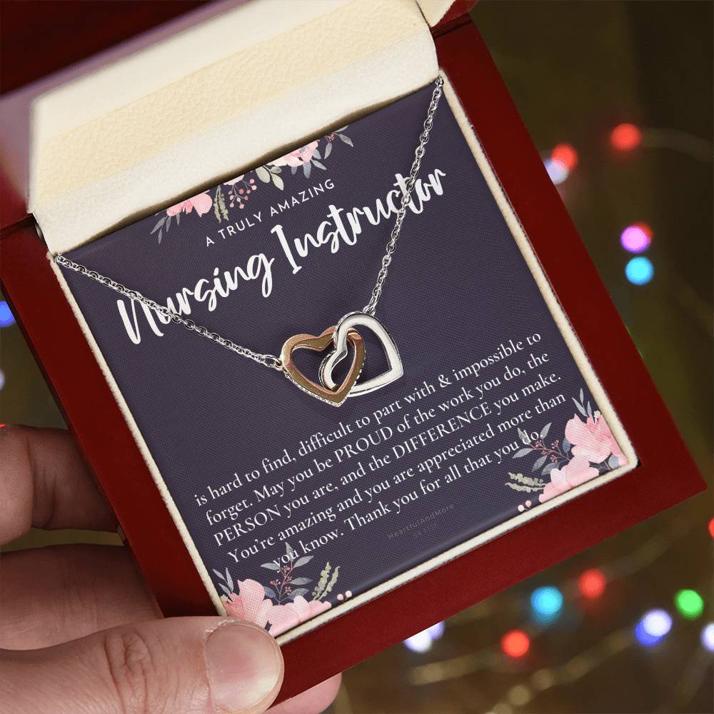 Gift For Nursing Instructor Nursing Instructor Appreciation Gift A Truly Amazing Nursing Instructor Gift Interlocking Hearts Necklace