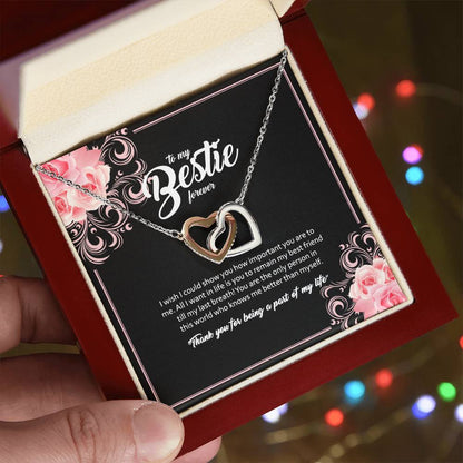 To My Bestie- Interlocking Hearts Necklace