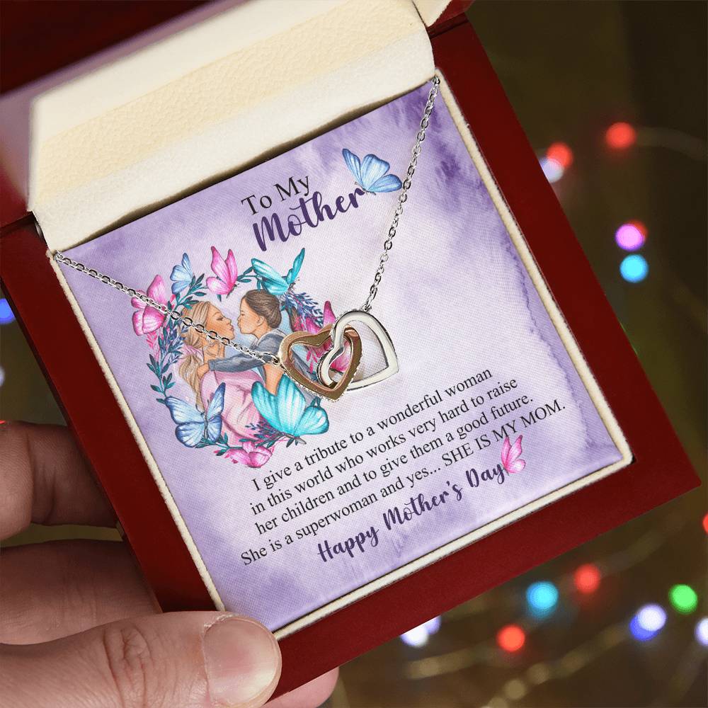 Mothers Day Necklace Interlocking Hearts Necklace