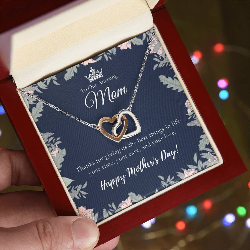 To Our Amazing Mom Necklace Happy Mother’S Day Gift Personalized Mom Gift Mothers Necklace Gift For Mom Best Mom Gift Interlocking Hearts Necklace