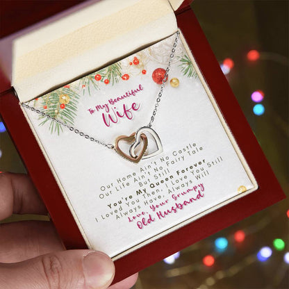 To My Wife - You'Re My Queen Forever - Necklace Interlocking Hearts Necklace
