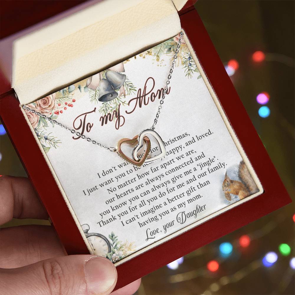To My Mom Interlocking Hearts Necklace Message Card