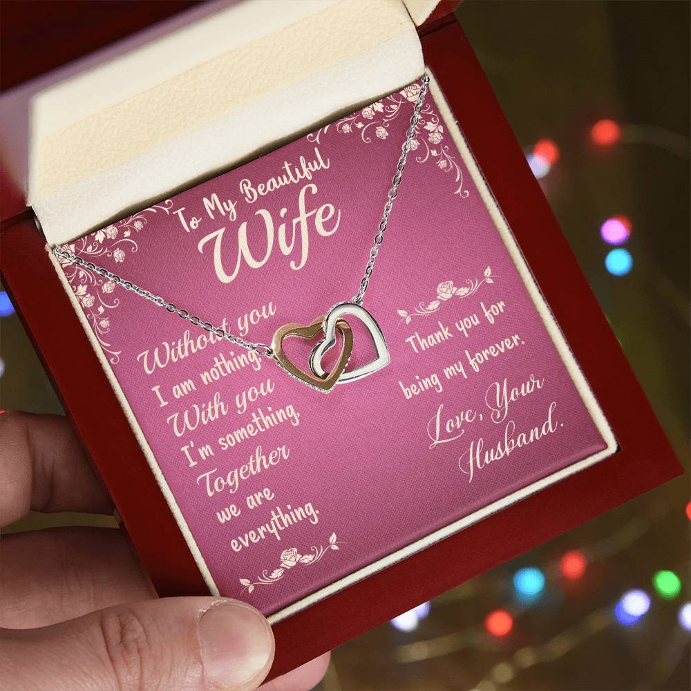 Interlocking Hearts Necklace - To My Beautiful Wife