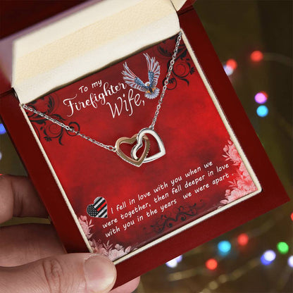 To My Firefighter Wife Necklace Interlocking Hearts Necklace