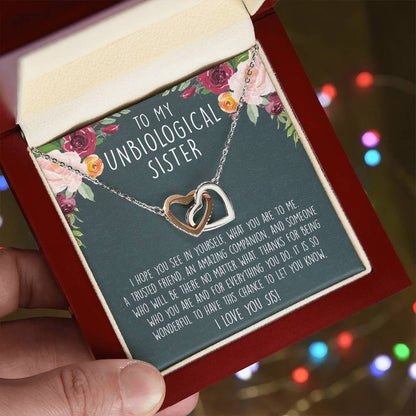 Unbiological Sister Necklace Soul Sister Big Little Sorority Sister In Law Necklace Step Sister Gift Tribe Necklace Best Friend Gift Bff Gift Interlocking Hearts Necklace