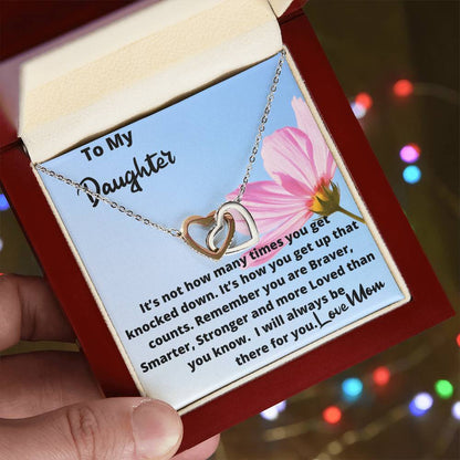 How You Get Up Necklace Graduation Birthday Gift For Daughter From Mom Interlocking Hearts Necklace