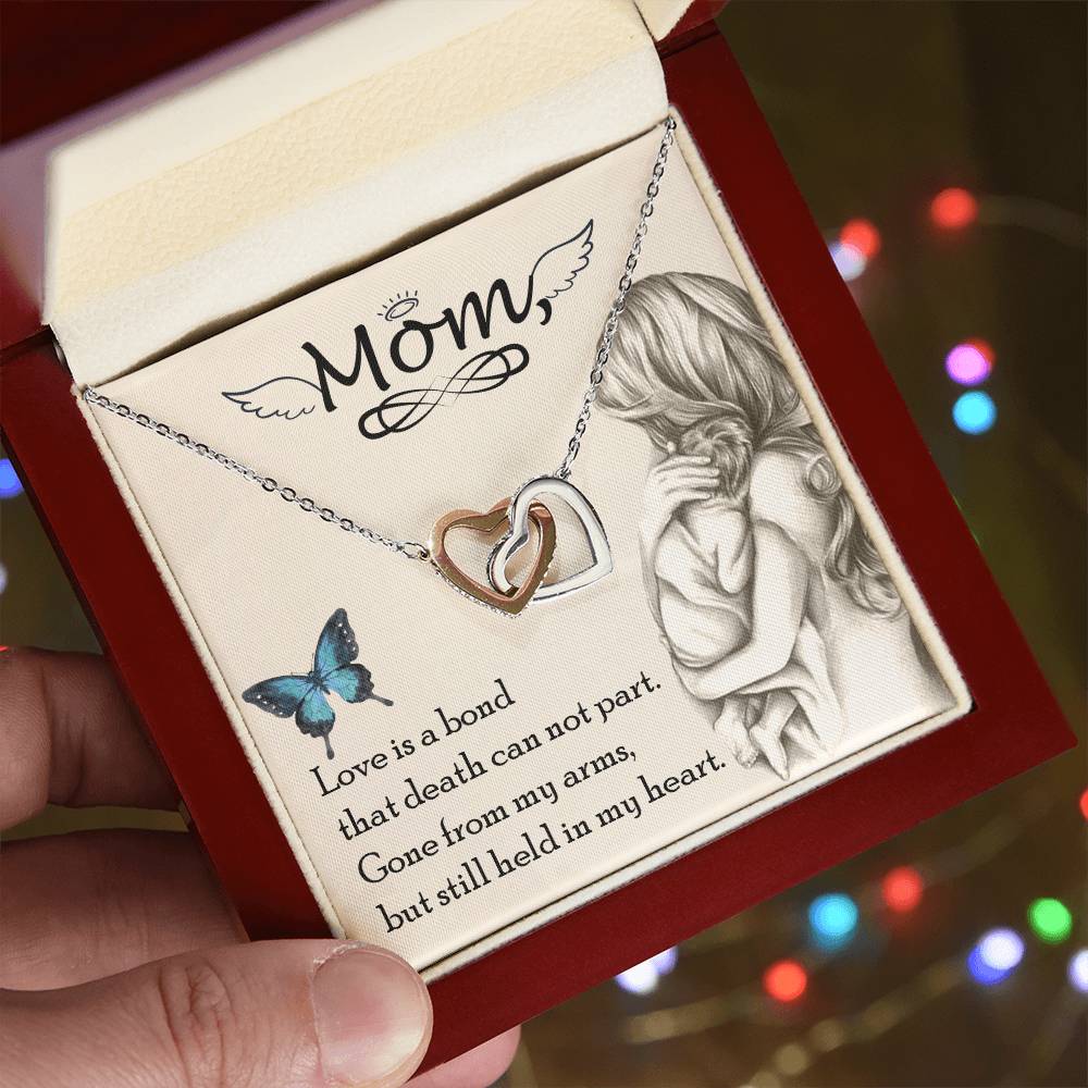 Mom Gone From My Arms - Interlocking Heart Necklace Interlocking Hearts Necklace