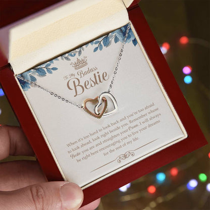 To My Badass Bestie Necklace Gift For Bestfriend Interlocking Hearts Necklace