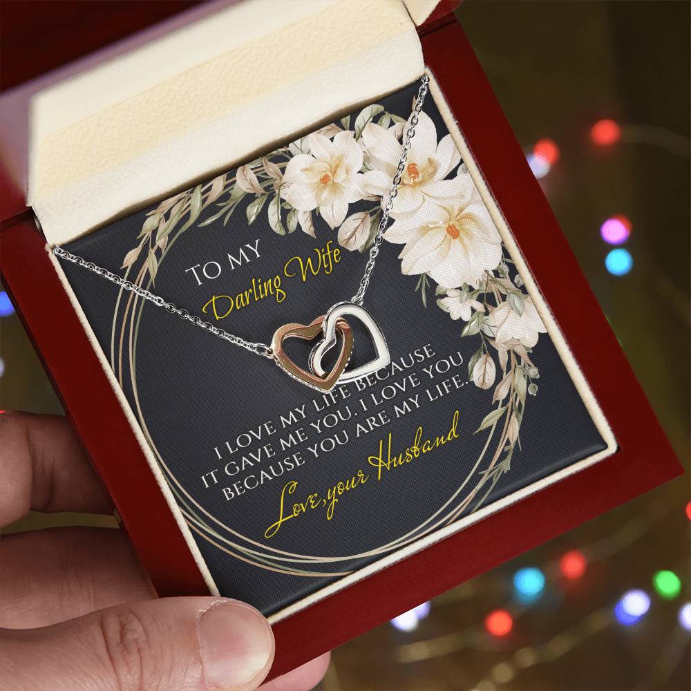 To My Darling Wife - Interlocking Hearts Interlocking Hearts Necklace