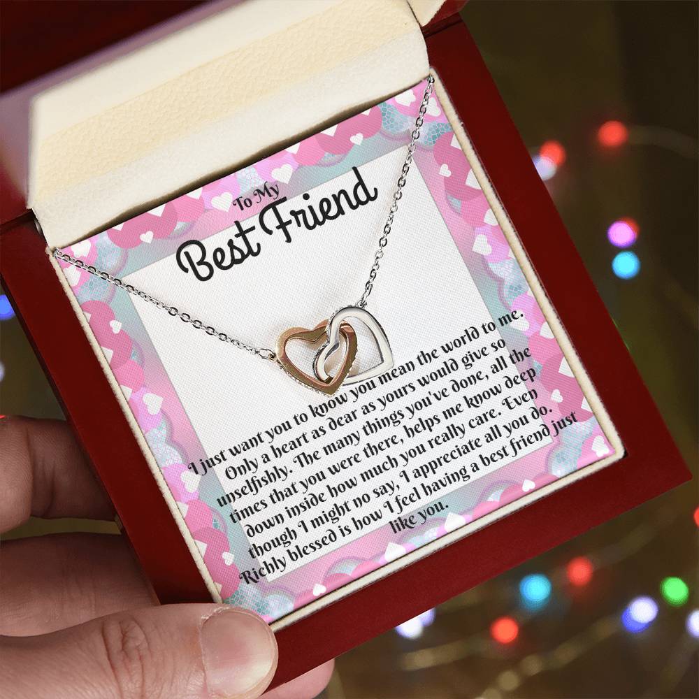 To My Best Friend - Sparkling Interlocking Hearts Necklace
