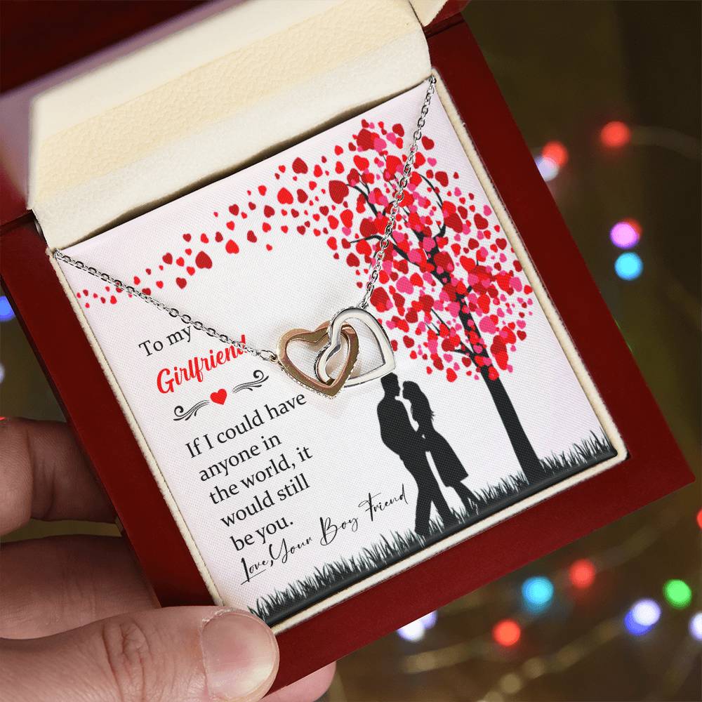 To My Girlfriend Beautiful Interloked High Quality Necklace Love Your Boy Friend. Interlocking Hearts Necklace